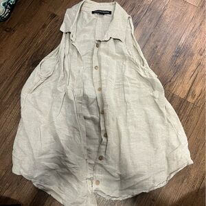 Boston Proper Linen Blend Button Vest